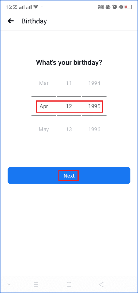 Select Date of Birth Date on Facebook