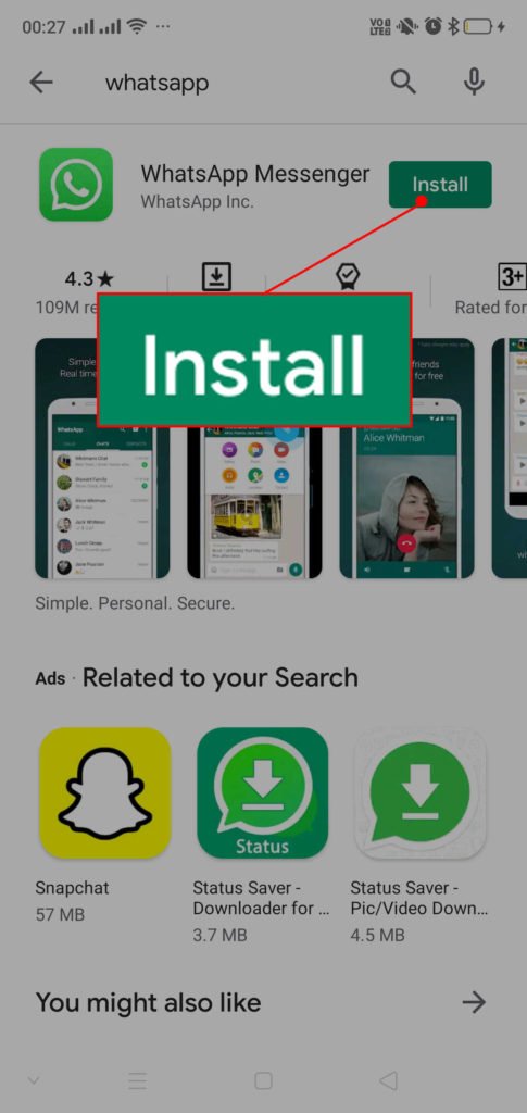 Install the Whatapp application
