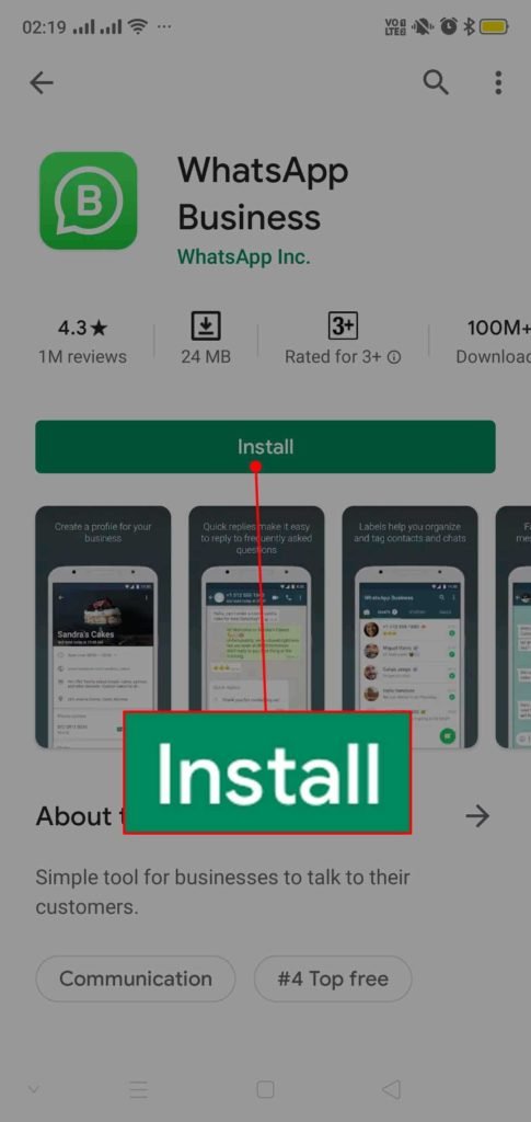 Install” the Whatsapp Bussiness App