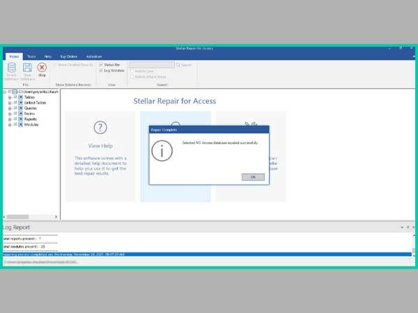 Selected MS Access Database Saved Successfully